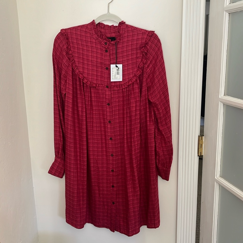 Hatch Vera Mini Dress- Raspberry Red Plaid